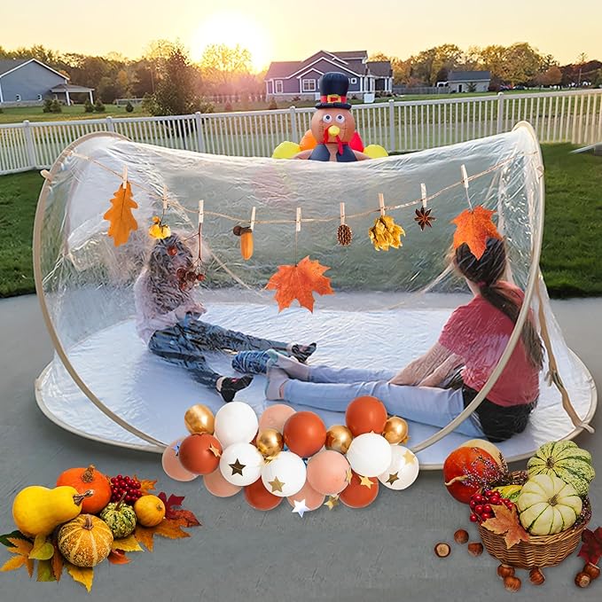 EighteenTek® Pod All Weatherproof Sports Tent Clear Pop Up Tent Camping Stargazing Transparent Outdoor Bubble 2 Person Capsule Portable Weather Proof Pod Instant Cold Protection Shelter 88x54x39H