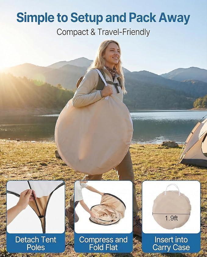 Thermal Insulated Quick Pop-Up Ice Fishing Tent - 47x47in 1-Person Clear Bubble Shelter Winter Warm Waterproof Outdoor Pod (Floor Mat &amp Top Cover Included) for Ice Fishing Winter Camping &amp E