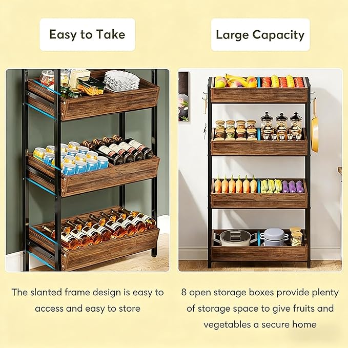 Stable Wood Storage OrganizerFruit Vegetable Storage Rack StandWine Rack Stand XK66