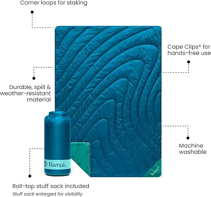 Rumple Original Puffy 1-Person Blanket for Camping and Outdoors Seascape