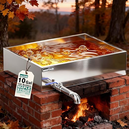 WantJoin Maple Syrup Evaporator Pan 10 GAL - Syrup Evaporator Pan Stainless Steel w/Elbow Pipe 24 * 18 * 6 Inch Makes 150 Bottles of 50oz Upgraded Leak-Proof TIG Welded Seams