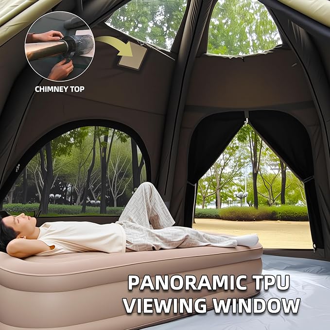 Inflatable Tents for Camping Large Inflatable Camping Tent with Hand Pump Easy Setup Tents for 4-6 People Portable Glamping Tent