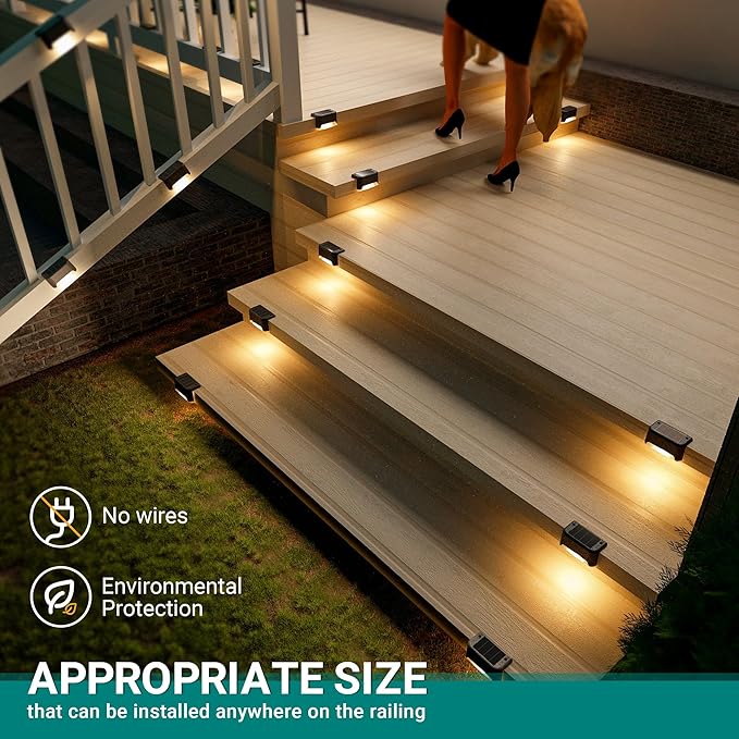 SOLPEX Solar Deck Lights Outdoor 16 Pack Solar Step Light Waterproof Led Light for Outdoor Stairs Step Fence Yard Patio and Pathway(Warm White)