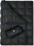 Get Out Gear Double Puffy Camping Blanket - Extra Puffy Packable Lightweight and Warm | Ideal for Outdoors Travel Stadium Festivals Beach Hammock | Water-Resistant Camp Quilt (Black/Blue)