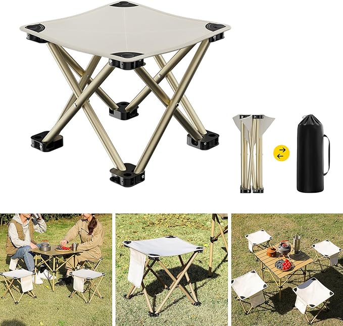 Camping Stool Folding Samll Chair Portable Stool for Camping Fishing Hiking Gardening Camping Chair with Carry Bag