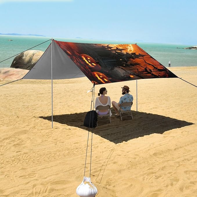 Halloween PumpkinCamping Sun Shelters 9.2 x 10.5 FT Beach Canopy Tent Sun Shade with Carrying Bag for Camping Trips Fishing Backyard Fun or Picnics 21341519