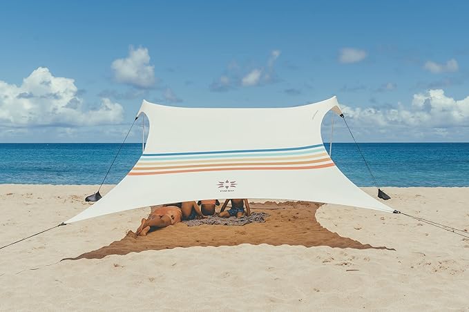 Neso Grande Portable Beach Tent Sun Shelter - Lightweight Beach Shade Canopy - Easy Setup for Family Outings - Patented Reinforced Corners - UPF 50+ Sun Protection - 7ft Tall 9 x 9ft