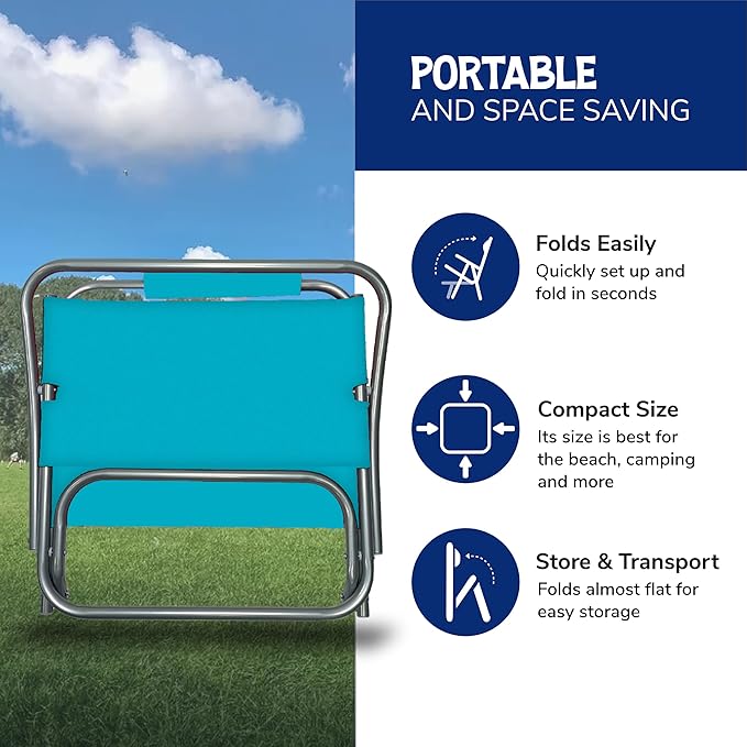 Cabana Beach Folding Beach Chair 1 Position Lightweight and Portable Foldable Outdoor Camping Chair