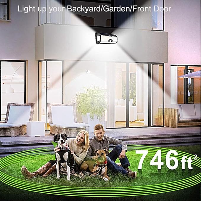LECLSTAR Solar Outdoor Lights - 4000Lm 268 LED Security Lights with 4 Wide Angle Motion Sensor Lights for Outside IP65 Waterproof Solar Powered Wireless Flood Wall Lights with 3 Modes