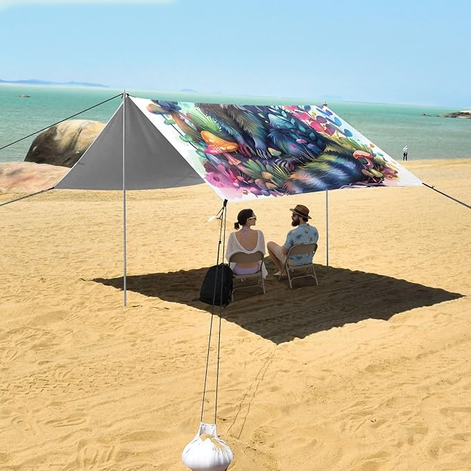 Camping Sun Shelters Beautiful Fantasy Magical Raccoon Beach Canopy 126 * 110.2in