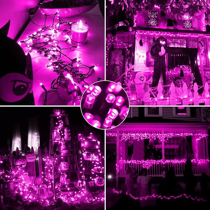 kemooie 500 LED Pink Valentines Day Lights164 FT String Lights Outdoor Plug in Waterproof with 8 Twinkle Modes for Indoor Outdoor Bedroom Yard Wedding Valentines Day Decoration