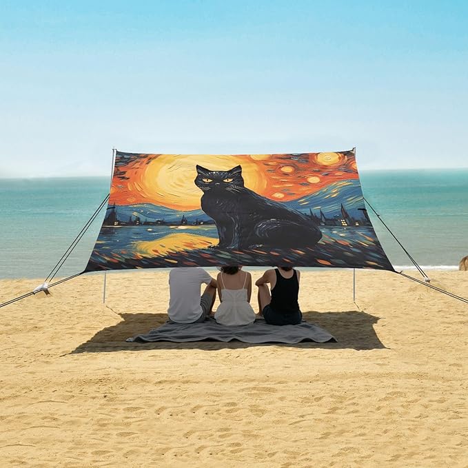 Starry Sky CatCamping Sun Shelters 9.2 x 10.5 FT Beach Canopy Tent Sun Shade with Carrying Bag for Camping Trips Fishing Backyard Fun or Picnics 21340160