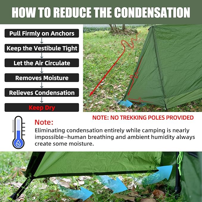2-Person Trekking Pole Tent for Backpacking - Ultralight 2 Person Backpacking Tent Lightweight Waterproof Two Person A-Frame Hiking Shelter for Outdoor Camping Scouts Trekkers (No Poles)