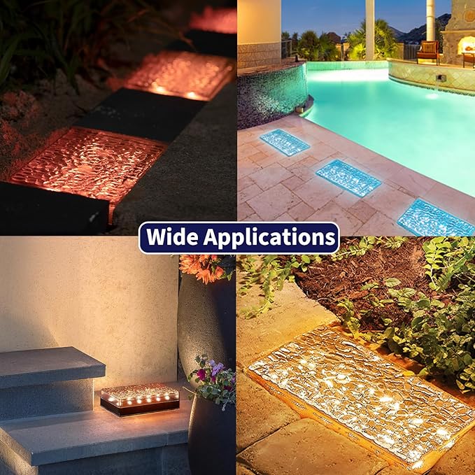 Solar Driveway Lights Color Changing 6x9 Inch Solar Paver Light Heavy Duty IP67 Waterproof Recessed Brick LED Landscape Lighting for Pathway Ground Pool Patio Garden (RGBW 1Pack)