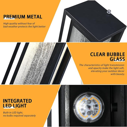 16'' LED Dusk to Dawn Outdoor Light Fixture 3000K Porch Lights Outdoor Wall Lights with Bubble Glass Industrial Exterior Lighting Farmhouse Wall Lantern Outside Sconce Lights for House Garage