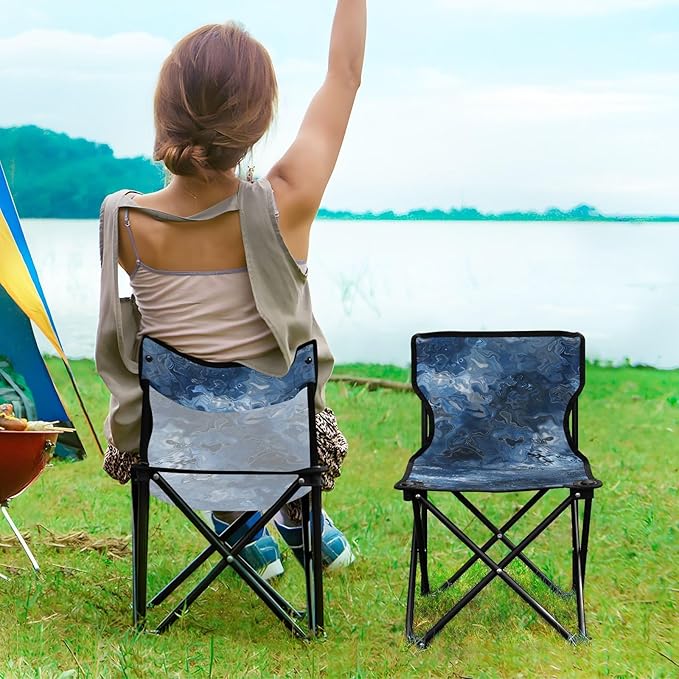 Silver and Blue Dreams Collapsible Backpack Beach Chairs for Adults Lightweight Backpacking Chair Carry Bag Included Fishing Chair for Sports Indoor