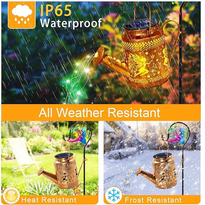 Solar Watering Can Lights Fairy Hanging Lanterns Outdoor Gardening Gifts for Mom Women Grandma Birthday Waterproof Solar Lights Garden Decor for Outside Yard Art Patio Porch Lawn Backyard 1 Pack