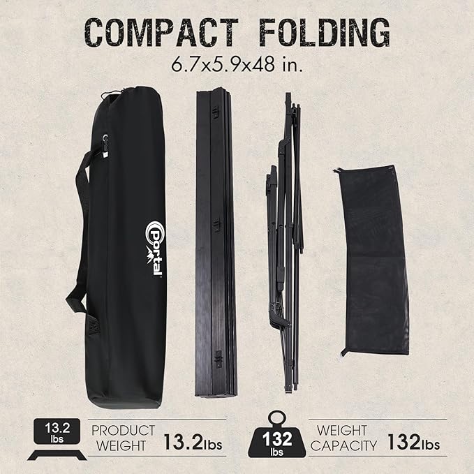 PORTAL Camping Table Portable Foldable with Adjustable Legs Aluminum Folding Table Roll Up Table with Carrying Bag for Outdoor Beach Picnic Backyards BBQ and Party Black Big