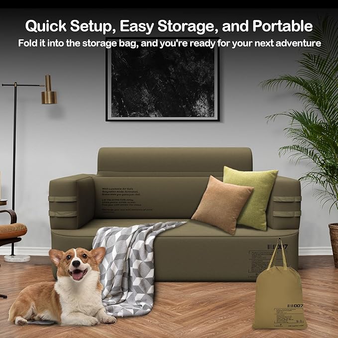 Inflatable Couch Multifunctional Durable Inflatable Sofa with Built in Pump Inflatable Furniture Portable Blow Up Couch for Camping Backyard Outdoor Glamping Inflatable Chair Movie Loveseat | Auto Cor