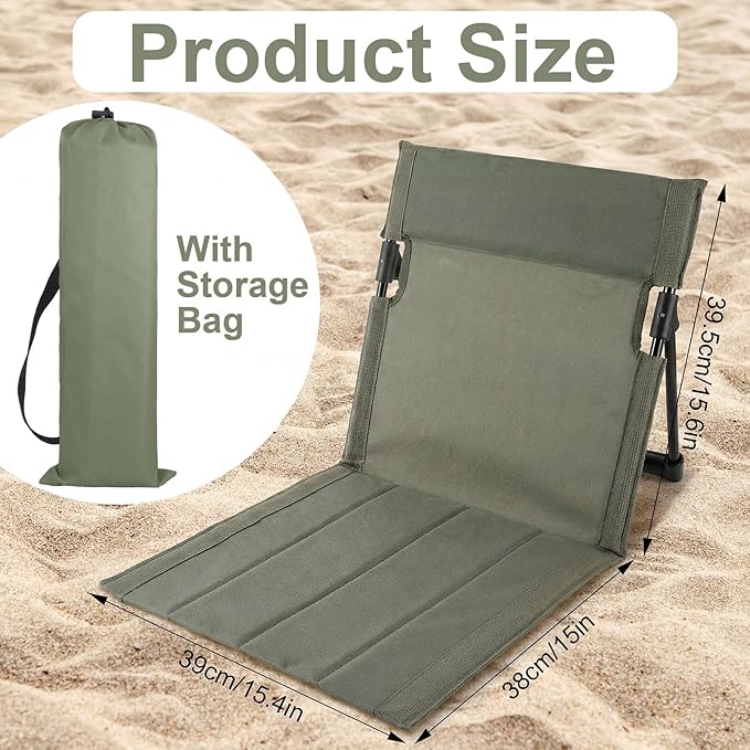 Karenhi 2 Pcs Foldable Poolside Chairs Portable Beach Chair Folding Poolside Chairs for Edge of Pool for Adults Traveling Camping Picnic Lawn Accessories (Military Green)
