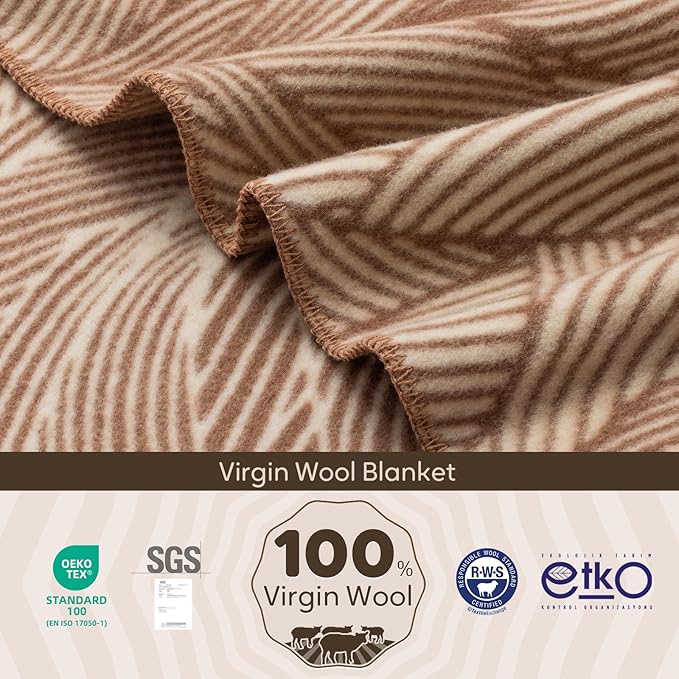 100% Wool Blanket 48 x 62 Warm Thick Washable Military Wool Blanket Great for Camping Outdoors Sporting Events Survival Kits