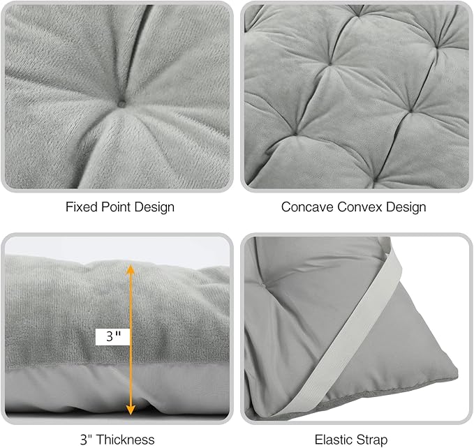 REDCAMP Extra Thick Folding Sleeping Cot Pads 75x28Comfortable Soft Velvet Cotton Camping Cot Mattress Pad for Hiking BackpackingNavy Gray Brown
