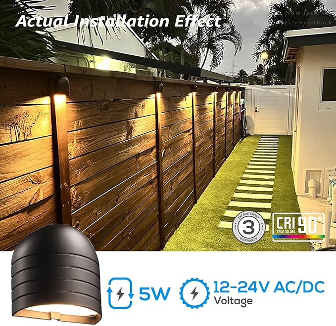 LEONLITE 12-Pack Update 5CCT Low Voltage LED Deck Lights 250LM Ultra Bright Fence Down Light 12-24V AC/DC Anti Glare Step Railing Light CRI90 1800K/2700K/3000K/4000K/5000K IP65 Oil Rubbed Bronze