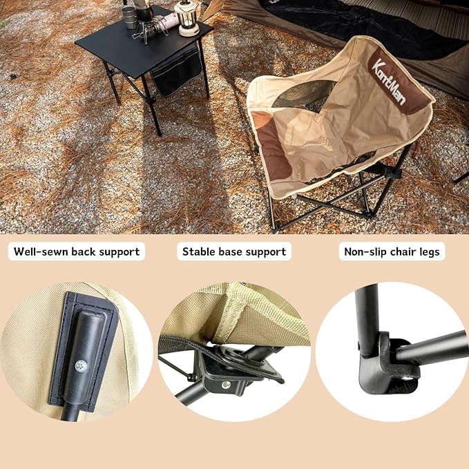 Camping Chairs for Adults Small Backpacking Folding Lawn Chair KontMan Compact Lightweight Camping Lawn Chairs for Adults Heavy Duty 265 lbs (1 Pack)