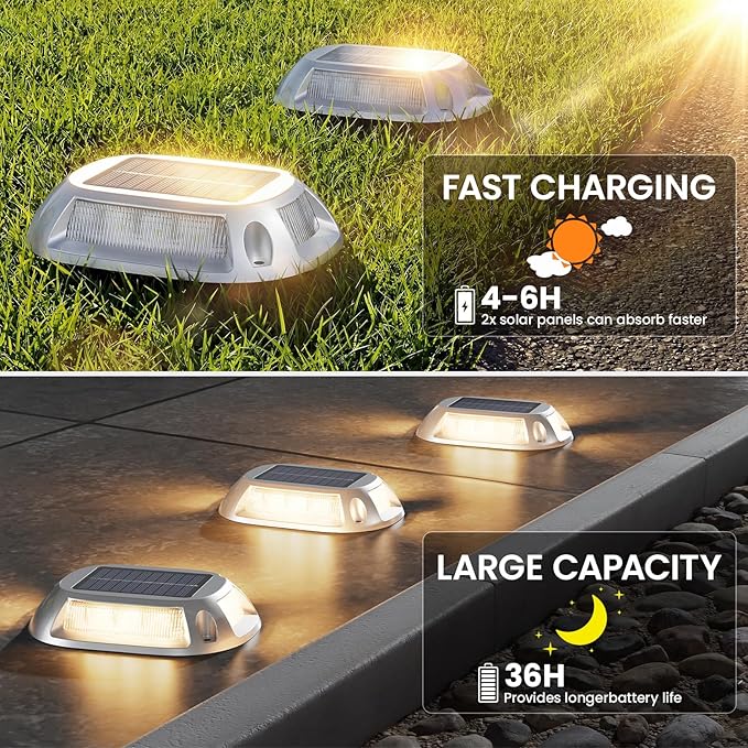 VOLISUN Solar Driveway Lights Dock Deck Lights with Remote 12 Pack9 Colors in 1 Led IP67 Waterproof Outdoor Warning Step Lights for Driveway Sidewalk Pathway RGB