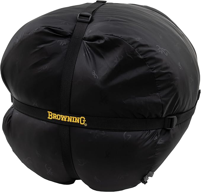 Browning McKinley 0° Sleeping Bag - Oversize Insulated Hooded Rectangle Made with Ripstop Outer and Brushed Polyester Liner with Compression Stuff Sack