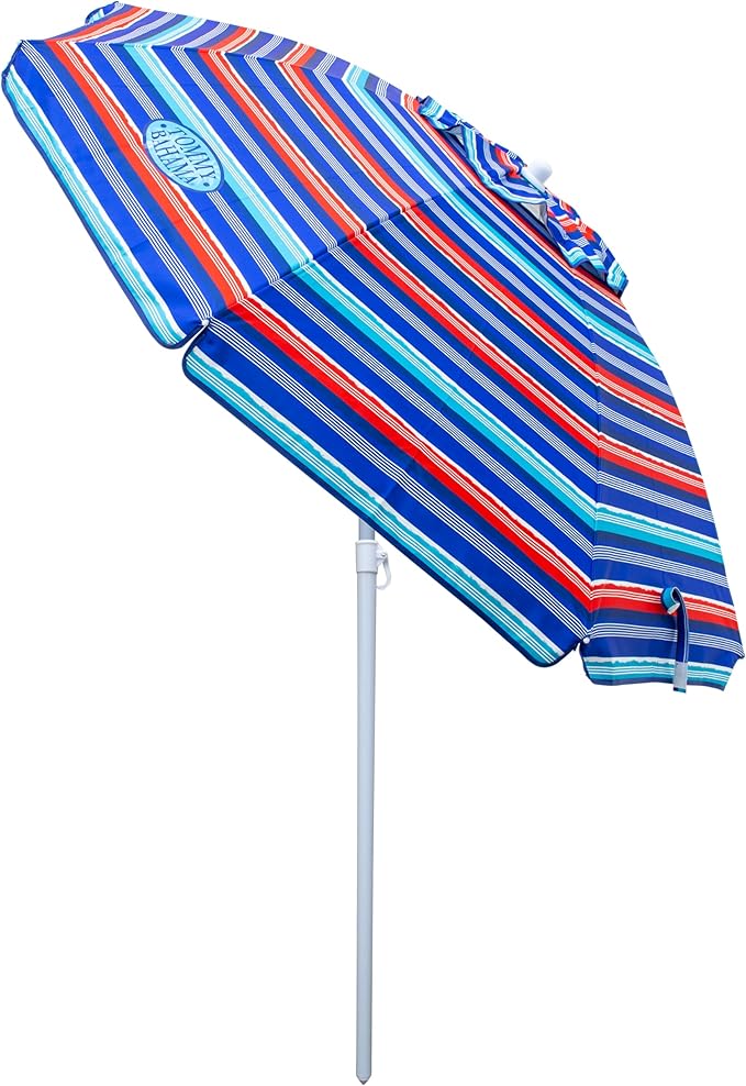 Tommy Bahama 6' UPF 50+ Tilt Beach Umbrella with Integrated Sand Anchor Wind Vent and Carry Bag