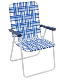 Rio Brands 16 Extended Height and Seat Back Folding Web Lawn Chair Blue/White