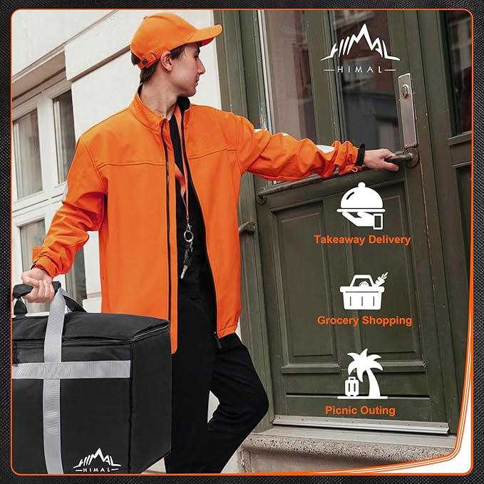 Himal Outdoors Insulated Food Delivery Bag XXXL-23Wx15Hx14D inches Premium Insulated Grocery Bag for HOT/COLD Food Delivery Fit for Uber Eats Doordash Commercial Catering Transportation