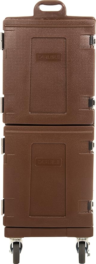 Carlisle FoodService Products Cateraide Insulated Front Loading Food Pan Carrier with Casters for Catering Events and Restaurants Plastic 10 Pans Brown