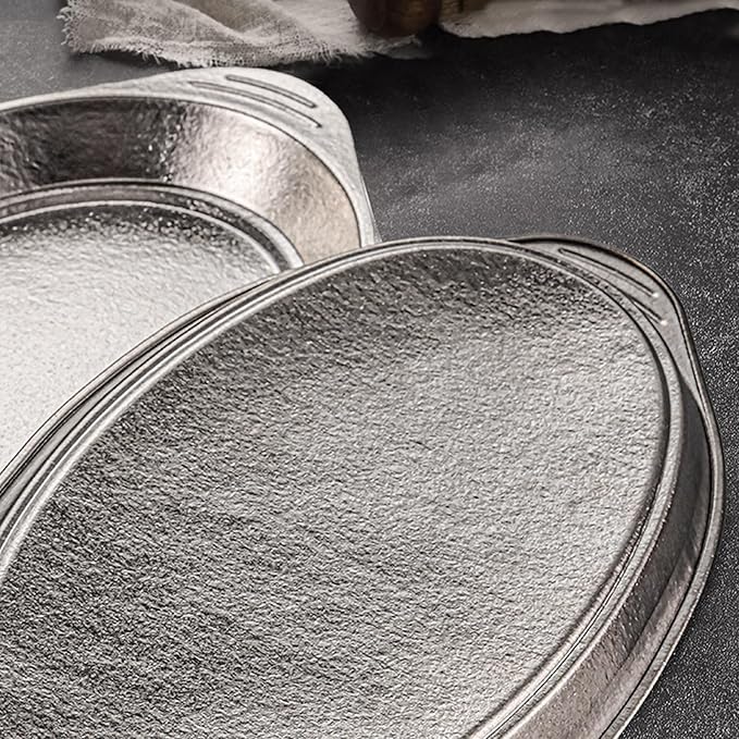 Titanium Fish Plates Oval Serving Dishes Large Capacity Dual-Ear Design Extra-Thick Flat Bottom Perfect for Camping Picnics Outdoor Dining &amp Home Use (S)