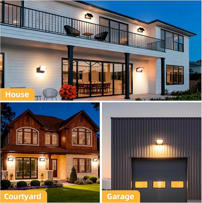 Outdoor LED Wall Lights 40W Black Flood Lights 350°Rotation Exterior Lighting Fixture Commercial Security 3000K Waterporof for Barn Yard Garage Building Area Backyard
