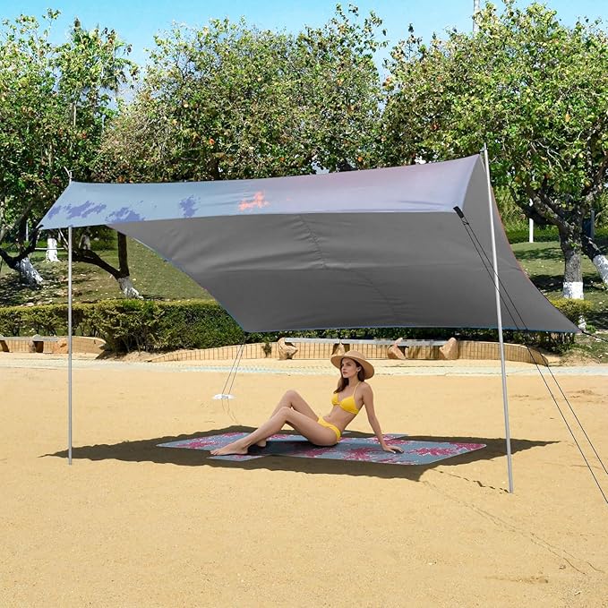 Camping Sun Shelters Fishing Boat Heading Out to Sea Beach Canopy 126 * 110.2in