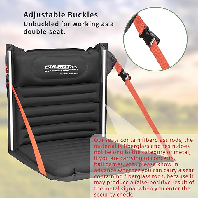 EULANT Lightweight Inflatable Folding Seats for Camping Chair with Back Support and Adjustable StrapsFoldable Bleacher Chairsfor Camping Hiking Sporting Events and Park