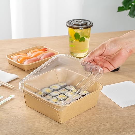 Restaurantware-LIDS ONLY: Matsuri Vision 7.1 x 7.1 x 0.7 Inch Lids For Sushi Containers 100 Airtight Lids - Containers Sold Separately No-Fog Design Clear Plastic Lids For Sushi Boxes
