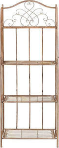 SAFAVIEH Outdoor Patio Furniture Collection Amaris Rusty Orange Wrought Iron 4-Tier Bakers Rack Plant Stand Storage Shelf (PAT5014A)