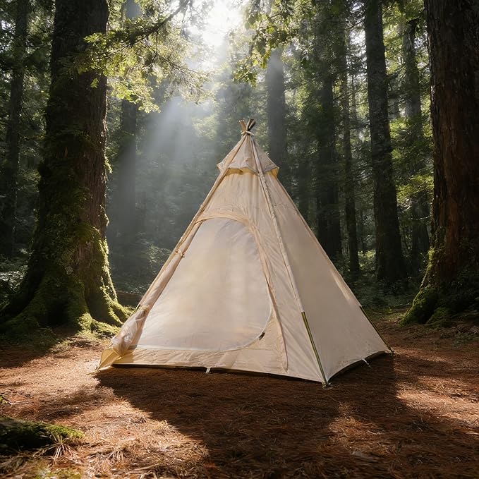 300D Oxford Fabric Pyramid Tent - Waterproof &amp Windproof Camping Tent for Backpacking &amp Hiking Trips