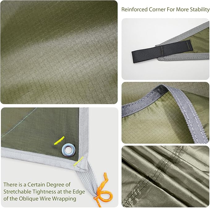 GEERTOP 17 × 10 ft Large Camping Tent Tarp Outdoor Waterproof Flame Retardant Hammock Rain Fly Backpacking Tent Tarp Shelter for Hiking Travel Picnic(Not Includes Poles)