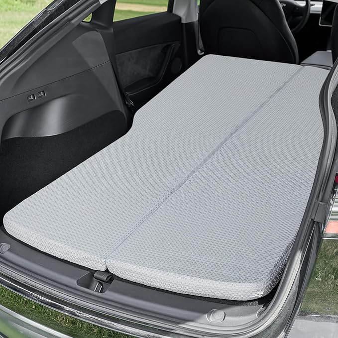 Gonex Foam Mattress for Tesla Model Y 3 2 Foam Car Camping Mattress with Washable Mesh Cover for Superior Support Foldable with Storage Bag Fits Frunk Trunk Portable for Road Trips 75 x 44.5