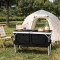 Outdoor Folding Camping TableAluminum Foldable Table with Adjustable Legs &amp Storage OrganizerLightweight Camping Kitchen Table for Outdoor Travel BeachBackyards BBQ Party and Picnic (Black)