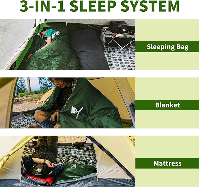 GEERTOP Flannel Sleeping Bags for Adults Big &amp Tall People Portable Cold Weather Envelope XXL All Seasons Camping Sleeping Bag