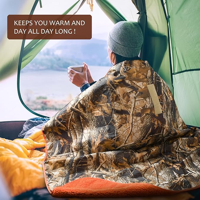 Tirrinia Large Waterproof Outdoor Blanket Soft Warm Windproof Stadium Blanket with Sherpa Fleece and Foldable for Outdoor Sport Baseball Football Beach Concerts Car