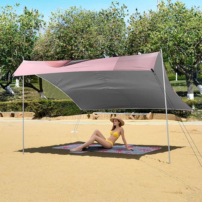 Pink High HeelCamping Sun Shelters 9.2 x 10.5 FT Beach Canopy Tent Sun Shade with Carrying Bag for Camping Trips Fishing Backyard Fun or Picnics 21340778