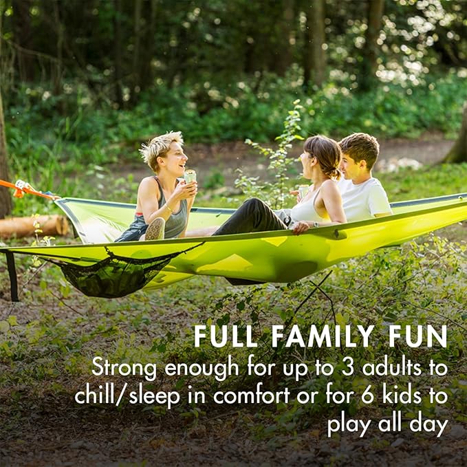 Tentsile Trillium Giant Hammock The Original Tree Tent Company 3 Adult Capacity Anti-Roll Central Hatch Ratches and Straps Included Designed in The UK (3 Person Fresh Green)