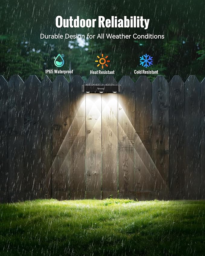 Solar Fence Lights Outdoor 8 Pack Upgraded 50LM RGB Outdoor Wall Lights with Sync Group Control &amp 10 Light Modes Fence Solar Light Outdoor Waterproof IP65 for Outside Porch Wall