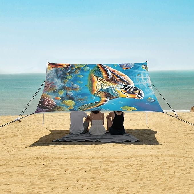 Sea TurtleCamping Sun Shelters 9.2 x 10.5 FT Beach Canopy Tent Sun Shade with Carrying Bag for Camping Trips Fishing Backyard Fun or Picnics 21341767